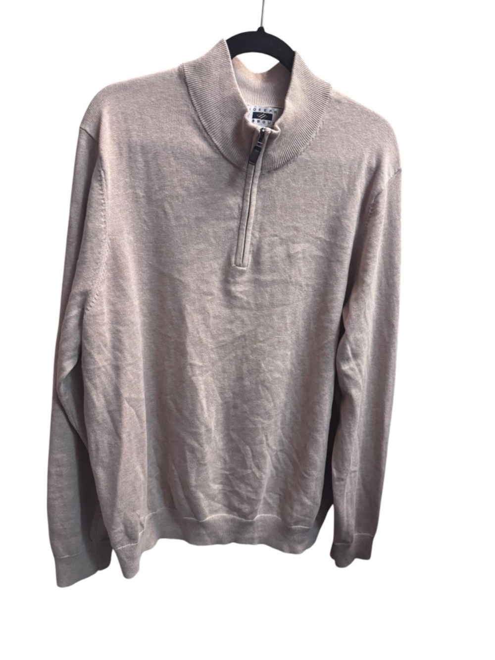 JOSEPH ABBOUD PIMA COTTON Men’s Quarter Zip Sweater Size XXL Tan Quiet Luxury